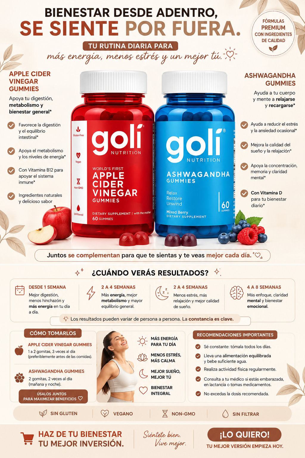 Gomas golí •Ashwagandha y Vinagre de Manzana•
