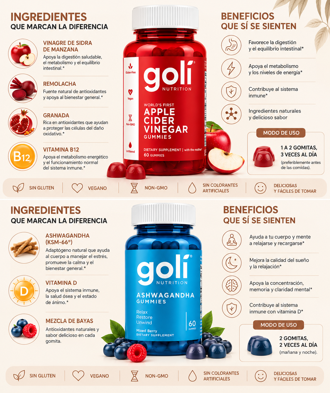 Gomas golí •Ashwagandha y Vinagre de Manzana•