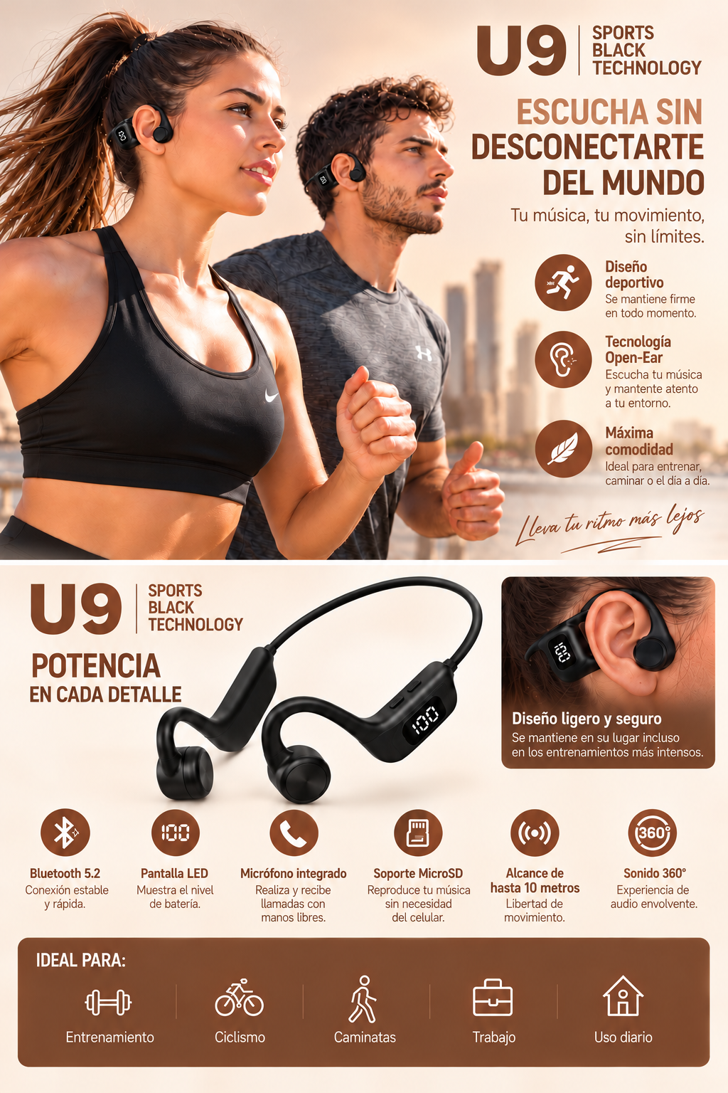 Audífonos conducción ósea •deportivos•